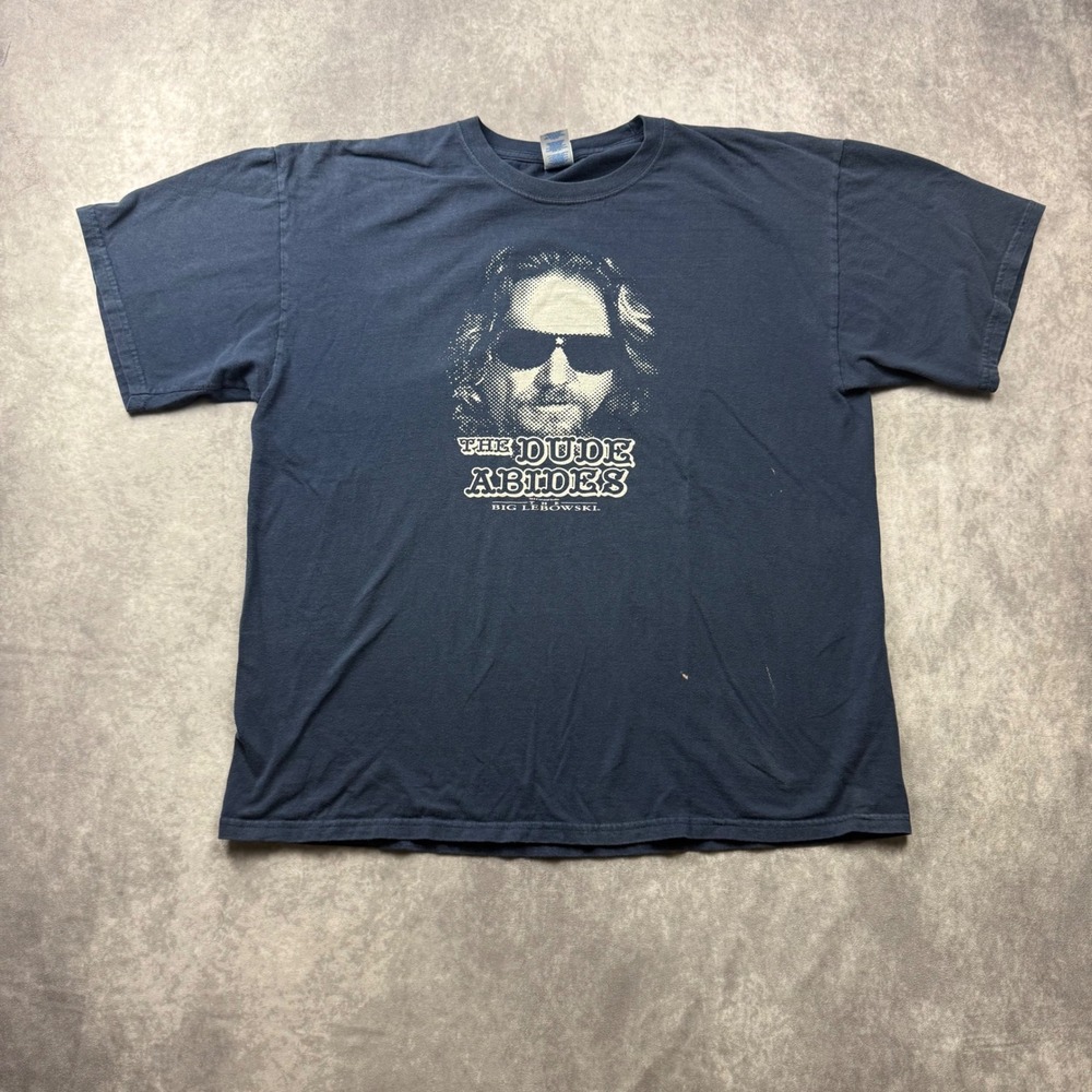 The Big Lebowski The Dude Abides Graphic T-Shirt Navy Blue M&O Knits XL